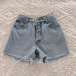 SOLD_Vintage Boho Western LAWMAN Denim High Rise Denim Jean Shorts_Size 25
